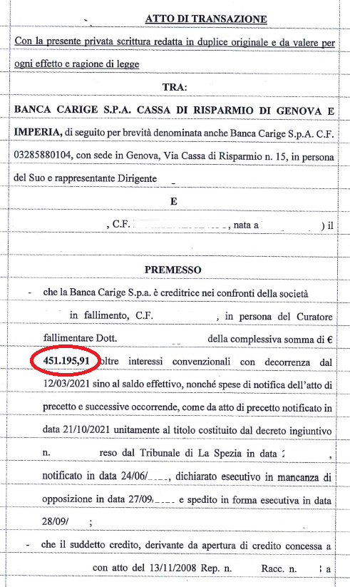 Operazione Immobiliare saldo stralcio italia leader house investment portvenere la spezia documento closing_2